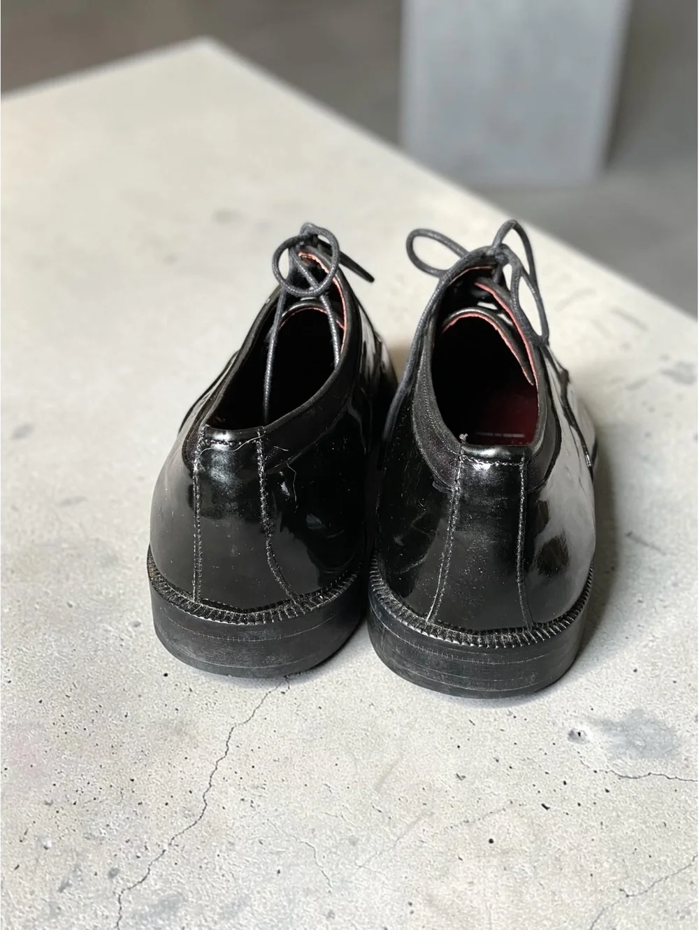 Sandro Moscoloni Men Dress Shoes 8.5 Square Toe Black Patent Leather Satin Tuxed